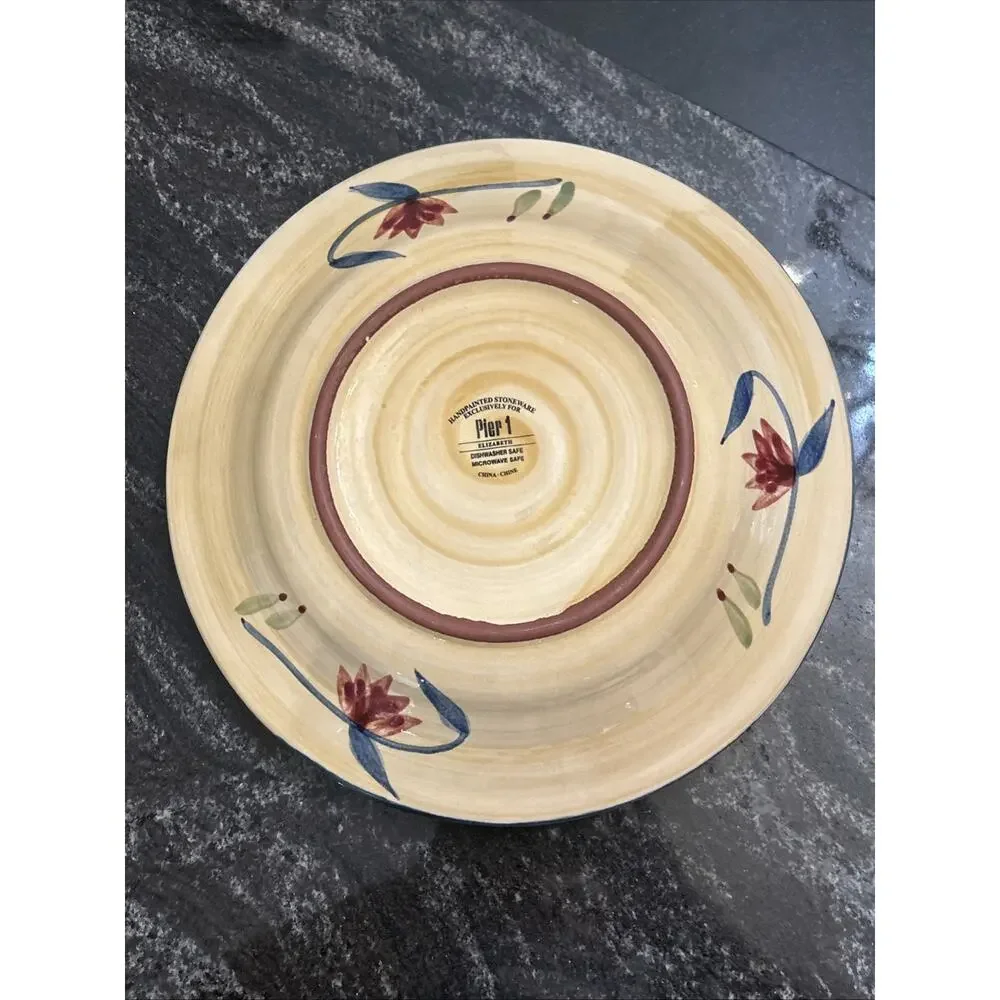 Pier 1 Elizabeth Stoneware Dinner Plate Handpainted Dishwasher Safe 11.5